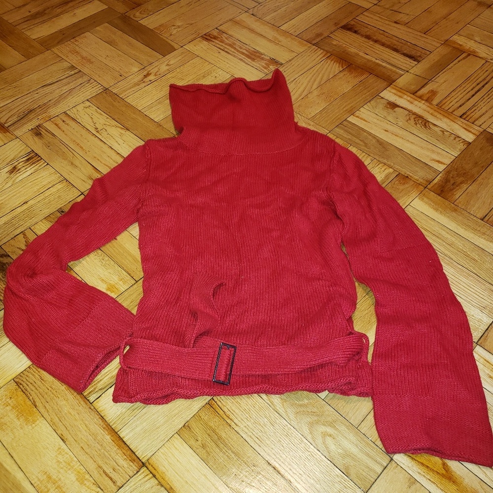 Red Cowl Neck & Wide Arm Sweater